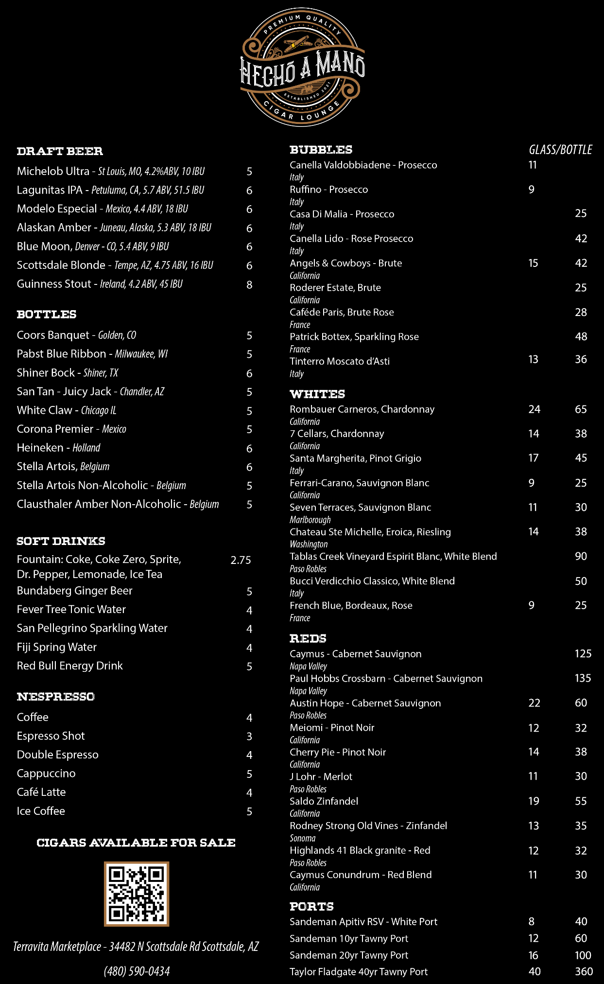 Wine Menu